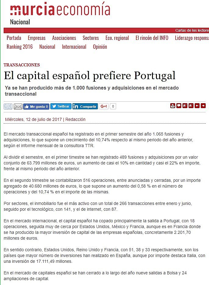 El capital espaol prefiere Portugal
